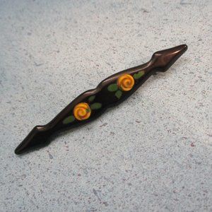 Antique Dimensional Celluloid Floral Bar Brooch